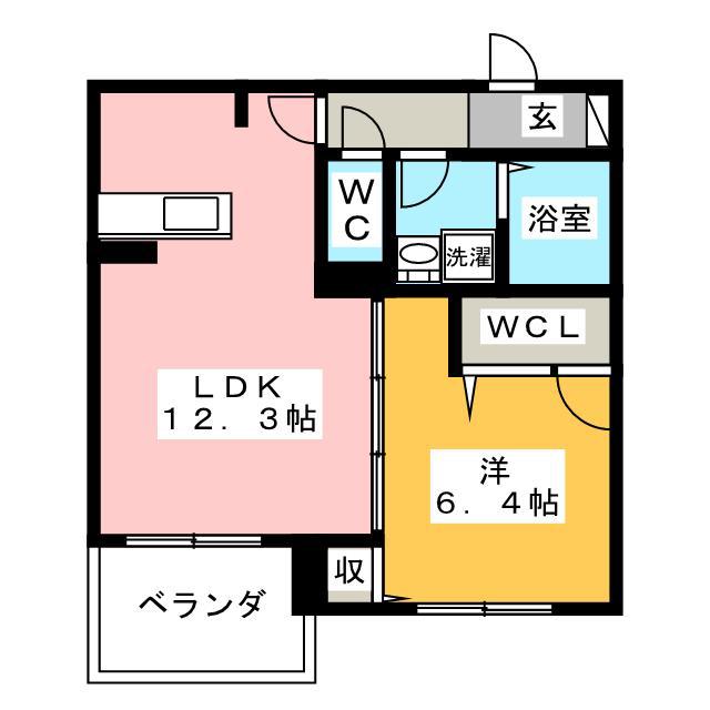 アシュリーKII(1LDK/1階)の間取り写真