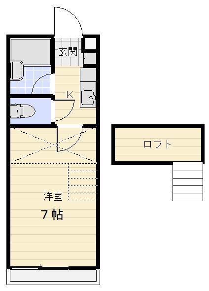 マリオ一身田 B(1K/2階)の間取り写真