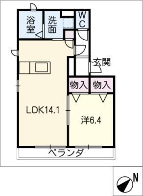名鉄名古屋本線 新安城駅 徒歩7分 3階建 築9年(1LDK/2階)の間取り写真