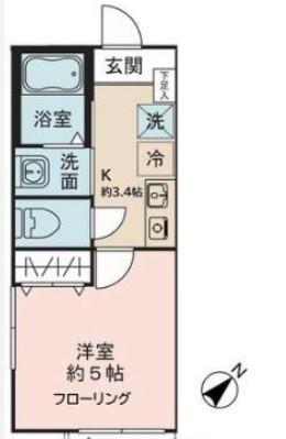 レオ伍捨壱番館(1K/2階)の間取り写真