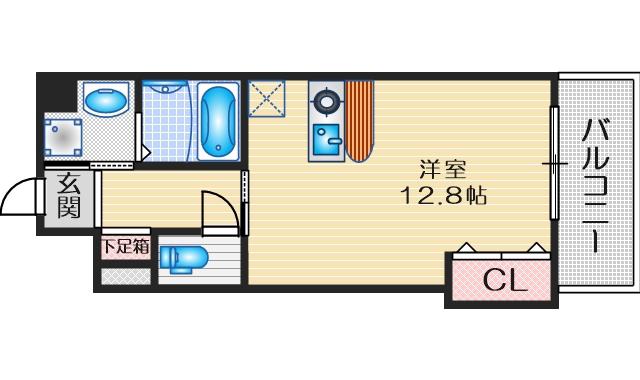 パストラーレ江坂(ワンルーム/4階)の間取り写真