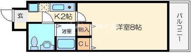 ドミール桜川(1K/9階)の間取り写真