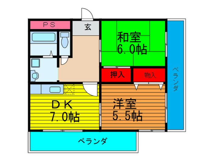 レジデンスJOY(2DK/2階)の間取り写真