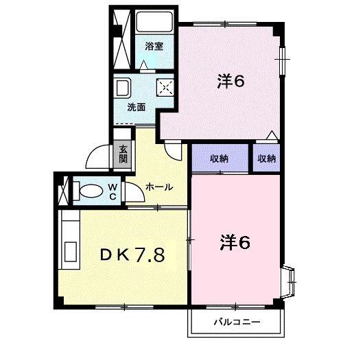 カーサKT(2DK/1階)の間取り写真