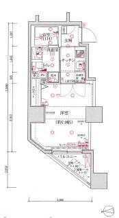 グランティア新御徒町アジールコート(1K/5階)の間取り写真