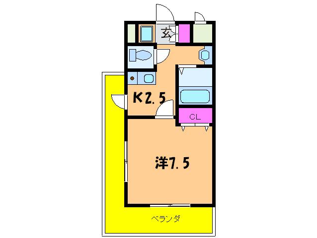 MPLAZA住吉公園弐番館(1K/2階)の間取り写真