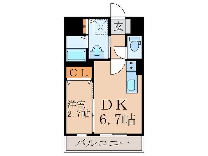 カサグランデ川津(1DK/1階)の間取り写真