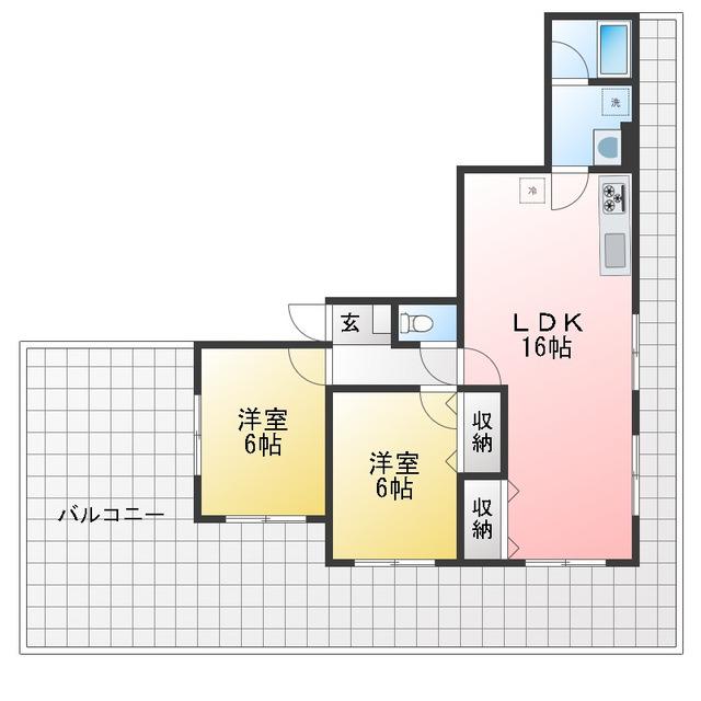 渡辺ハイツ(2LDK/3階)の間取り写真