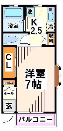 COZYPLACE東京外国語大学受験生事前予約可能(1K/2階)の間取り写真