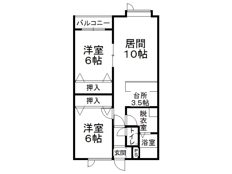 ハイツフィオーレ(2DK/1階)の間取り写真