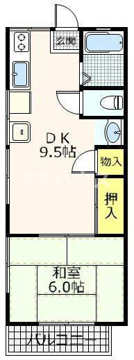オレンジハイツ(1DK/2階)の間取り写真