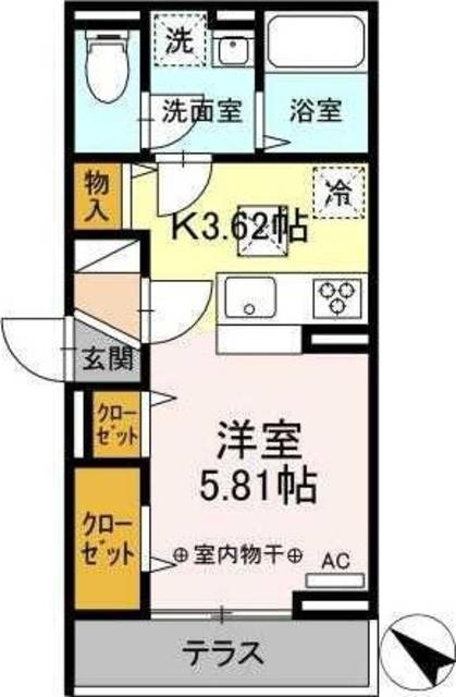 セレスティア東瑞江(1K/1階)の間取り写真