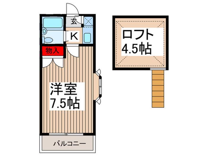 ベルヴィ21(1K/1階)の間取り写真