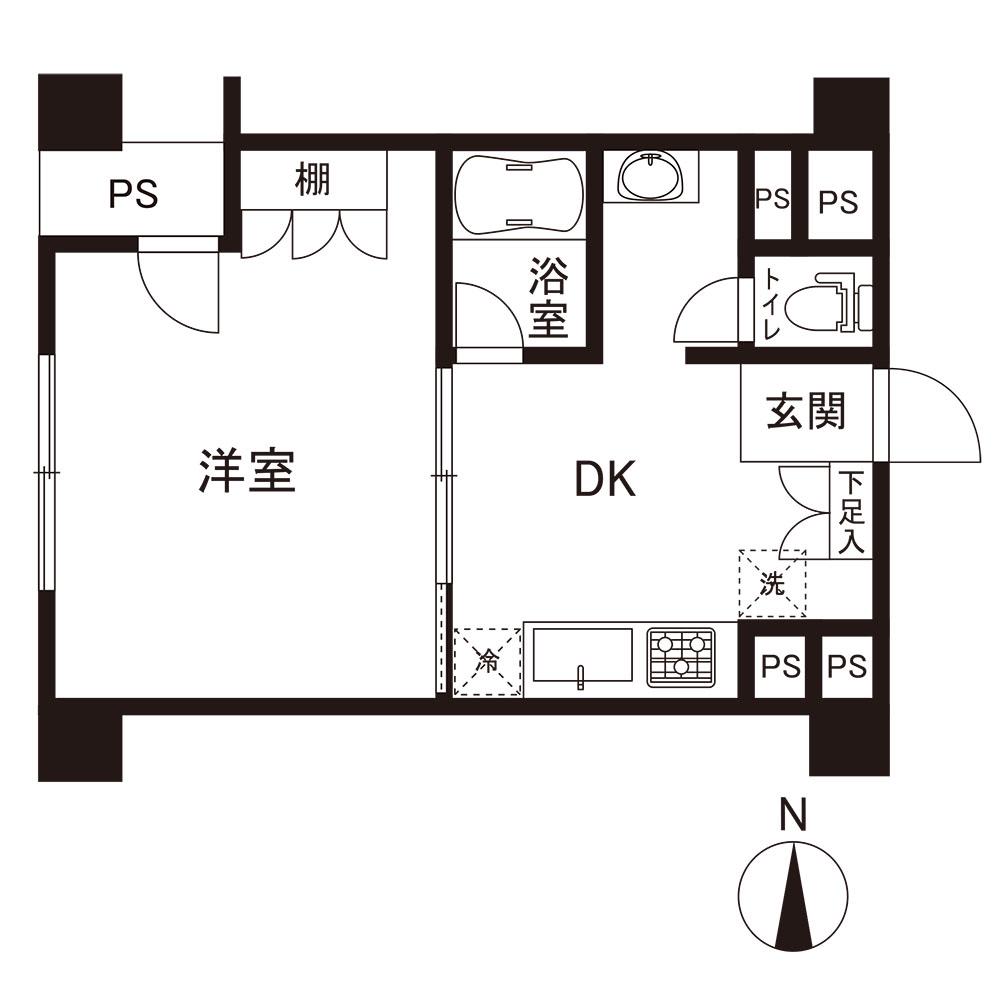 東カングランドマンション(1DK/5階)の間取り写真