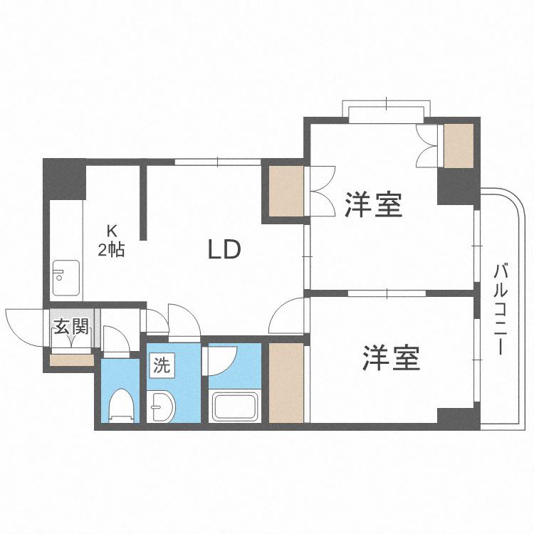 エイトビル21(2LDK/7階)の間取り写真