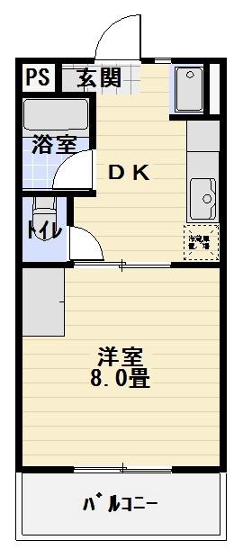 ソレアード12(1DK/2階)の間取り写真