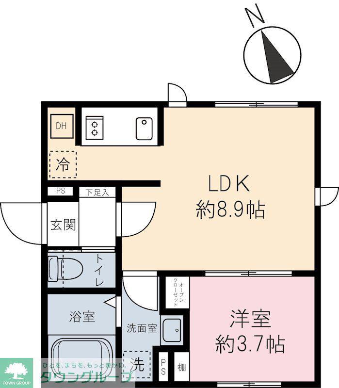 CASA PIAZZA TACHIKAWA(1LDK/4階)の間取り写真