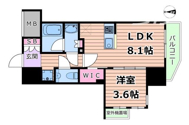 ザ・パークハビオ同心プレイス(1LDK/6階)の間取り写真