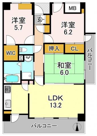 アンシャンテ平野(3LDK/4階)の間取り写真