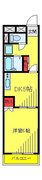 グリンデルヴァルト(1DK/3階)の間取り写真