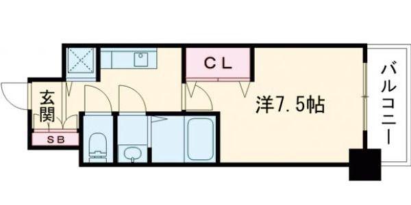 プレサンスジェネ葵(1K/3階)の間取り写真