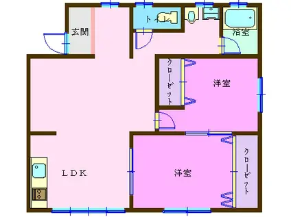 藤建ハイツ(2LDK/1階)の間取り写真