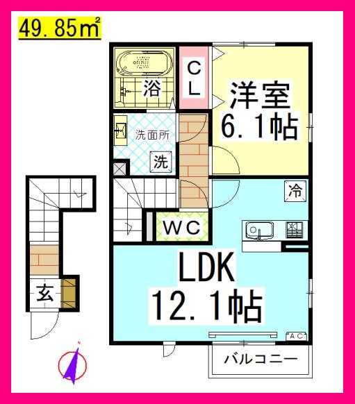 DLディアベルジュ湘南 α館 (1LDK/2階)の間取り写真