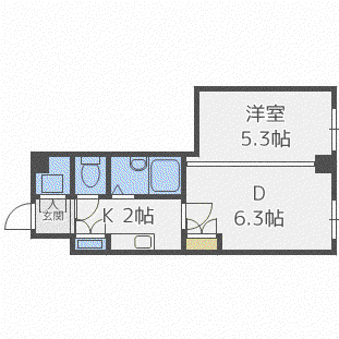 ベルシティ琴似(1LDK/1階)の間取り写真