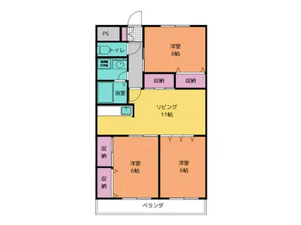 めぞんオアシス(3LDK/3階)の間取り写真