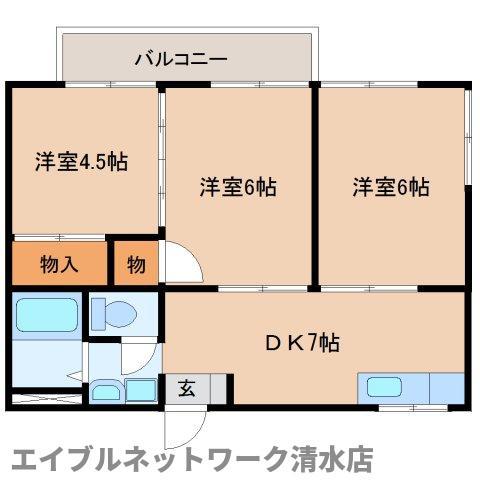 シティハイツ(3DK/2階)の間取り写真