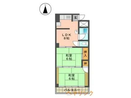 一社相互ビル(2DK/4階)の間取り写真