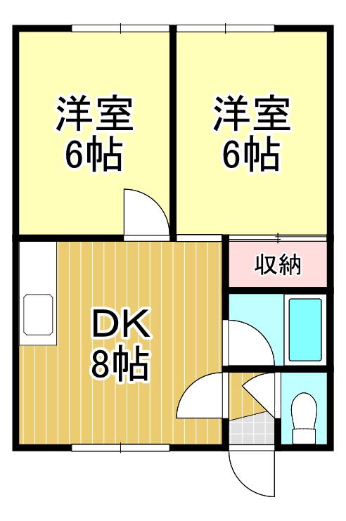 ラ.レイII(2DK/1階)の間取り写真