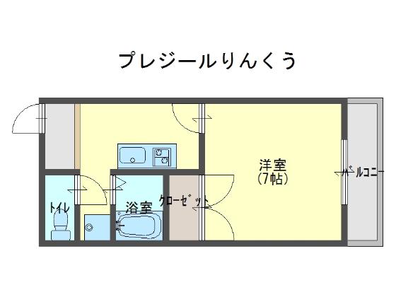 プレジールりんくう(1K/2階)の間取り写真