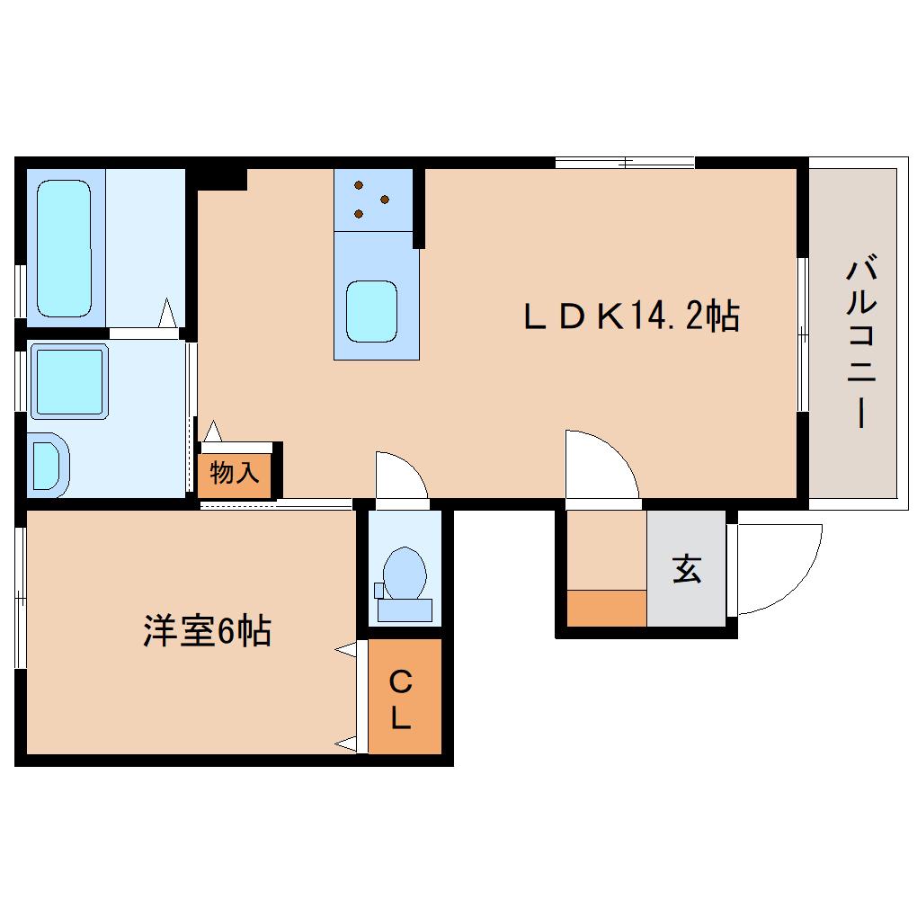 トビイシ G棟(1LDK/1階)の間取り写真