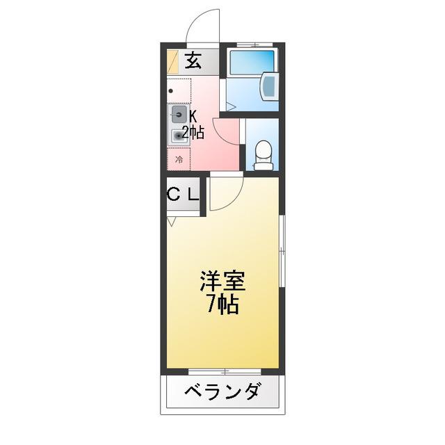 プリモオークランドMT(1K/1階)の間取り写真