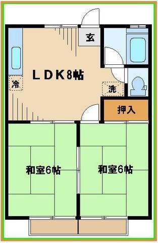 コーポTAMA(2LDK/2階)の間取り写真