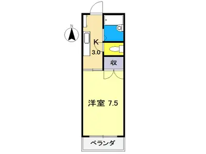 ドミール葛島(1DK/2階)の間取り写真