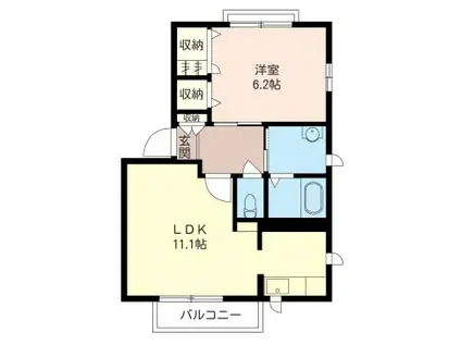 ロジュマン・カネコ(1LDK/2階)の間取り写真