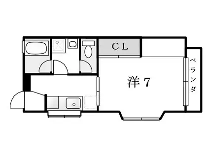 メゾニティサンレイク(ワンルーム/2階)の間取り写真
