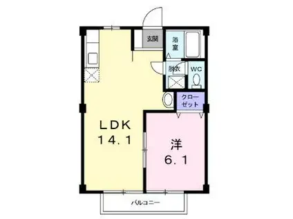 ドミール葵(1LDK/2階)の間取り写真