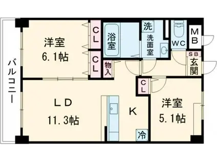ルーカス長崎諫早I(2LDK/10階)の間取り写真
