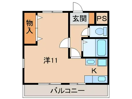 E&Nビル(ワンルーム/3階)の間取り写真