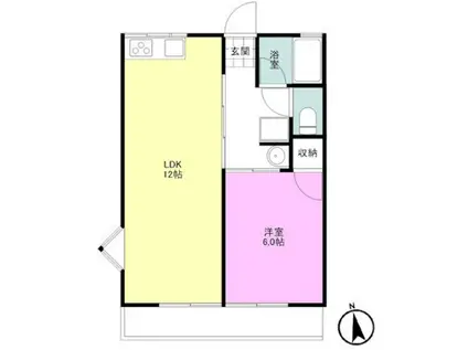 シティハイム白砂 B(1LDK/1階)の間取り写真