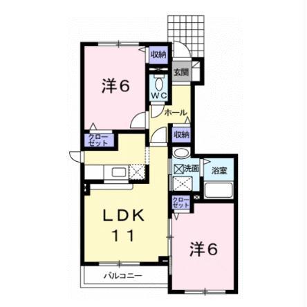 メゾンKT3号館(2LDK/1階)の間取り写真