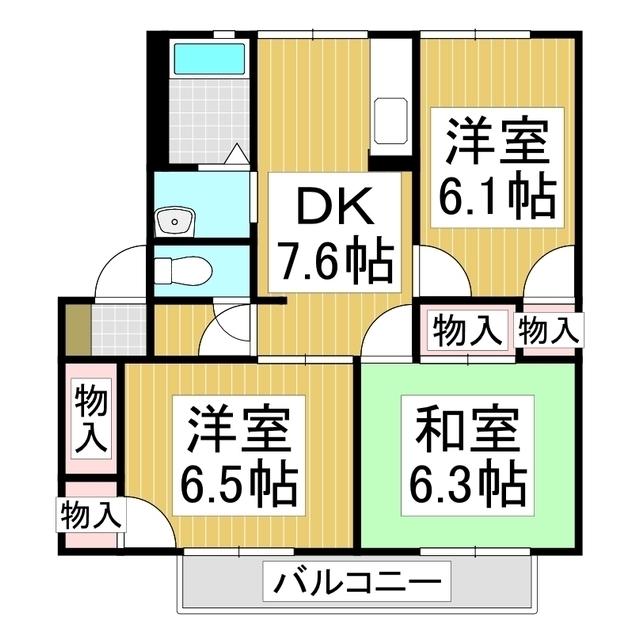 クイーンズタウンB(3DK/2階)の間取り写真