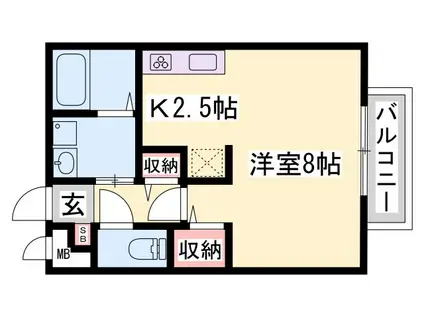 コンフォートテクノII(1K/1階)の間取り写真