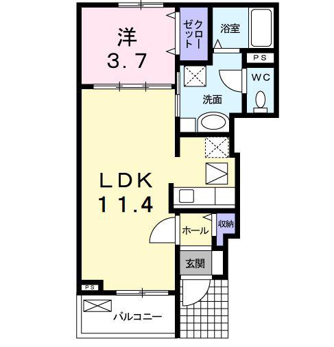 ベル・ソレイユI(1LDK/1階)の間取り写真
