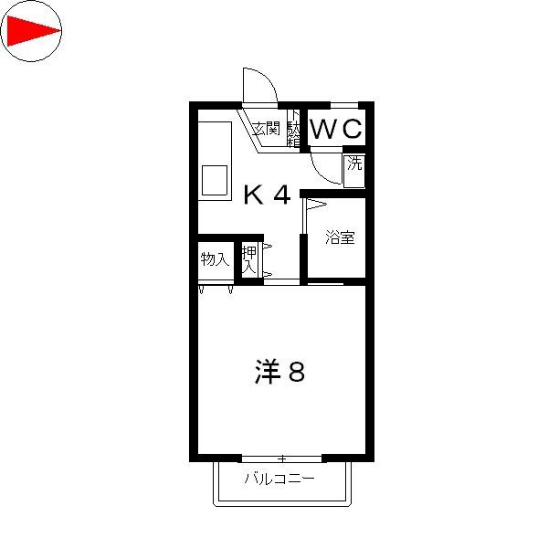 コーポドレミ作陽(1K/1階)の間取り写真