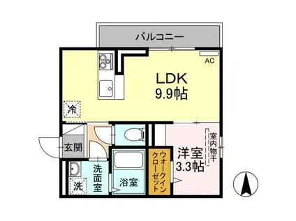 プリムローズII(1LDK/3階)の間取り写真
