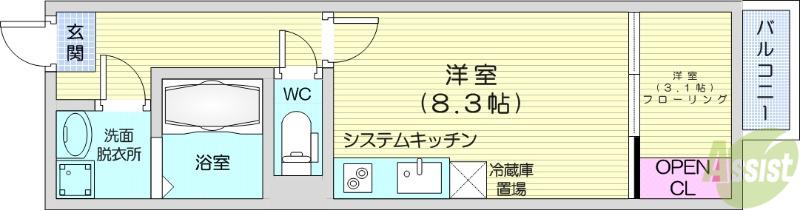 アークパイン黒松(1LDK/1階)の間取り写真